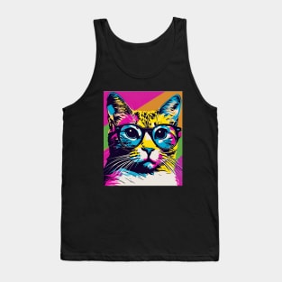 Cat With Glasses Tank Top